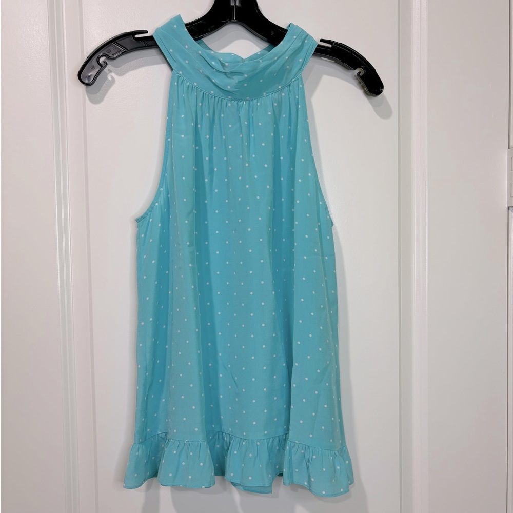 Lilly Pulitzer Geranium Blue Polka Dot Silk Halter Top Size Medium
